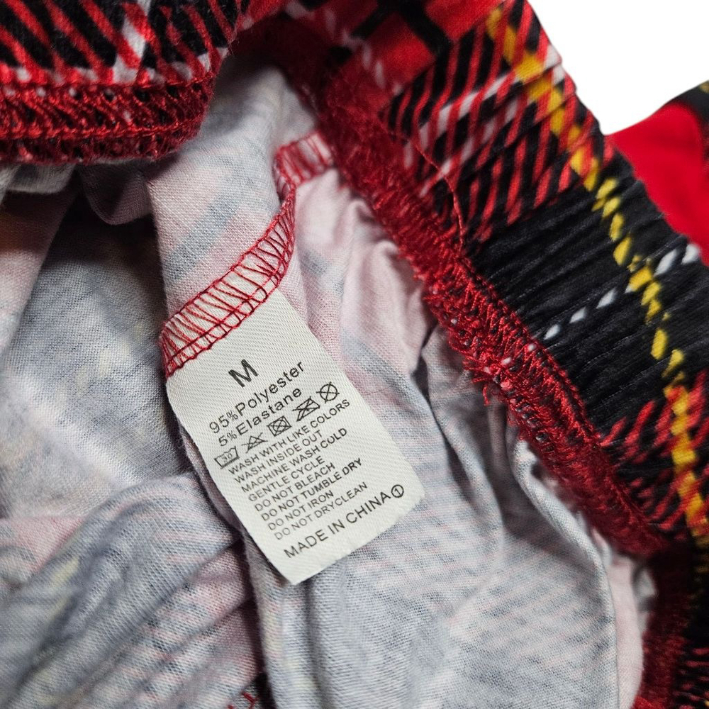 Women's Medium White Red Black Plaid Merry Christmas Santa Long Sleeve PJ Set - Picture 6 of 9